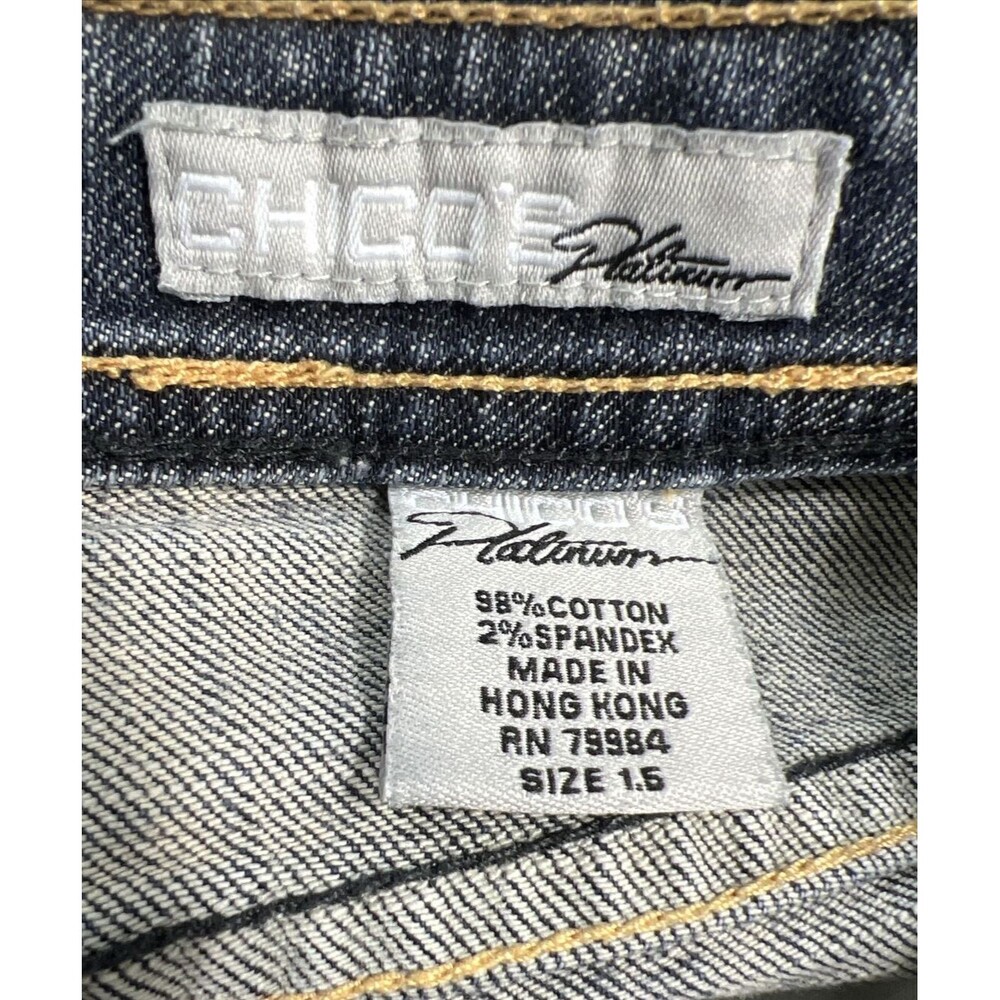 Chicos Platinum Jeans Women 1.5 Regular Blue Denim Quartz Mid Rise Stretch - Picture 4 of 10